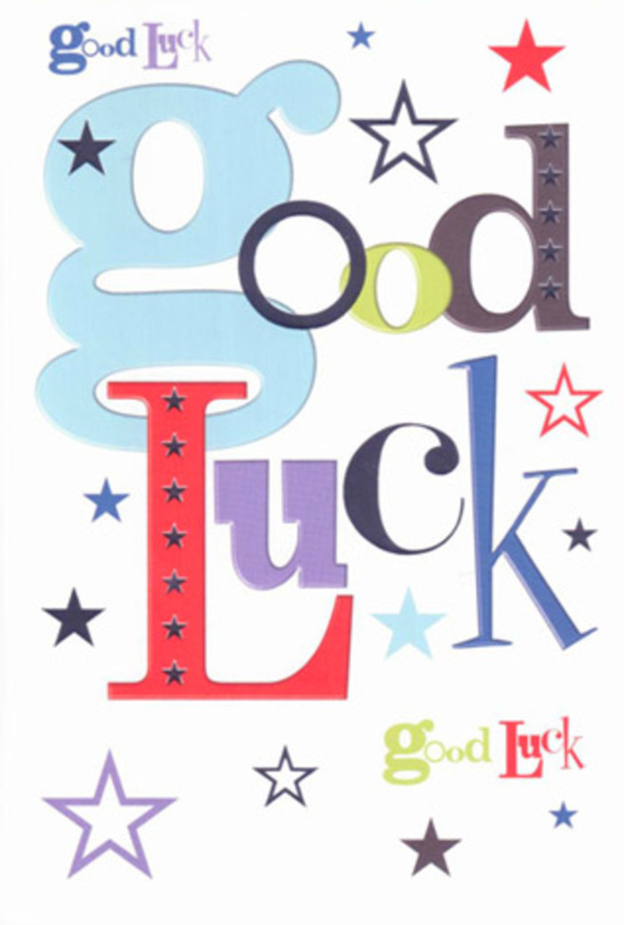There's a playful vibrancy to this luck-themed card, echoing the lively spirit of Bow and its close-knit neighbourhood. Each letter is a character unto itself: the wide-set pastel blue stands in bold contrast to slender, shadowy blacks and effervescent reds, all surrounded by cheerful stars splashed in lemon, navy, and lavender. The typography bursts forth like applause from friends at a Roman Road café, its energy infectious and uplifting. Generous white space around each word allows every colour to breathe, much like early morning light filtering across Bow's iconic green spaces. The card's smooth surface is cool to the touch, hinting at the quality craftsmanship you'd expect from a locally sourced design at Florist Bow. More than an ordinary greeting, this card is a vibrant talisman-alive with hope, generosity, and a dash of local charisma-ready to cheer someone on as they step into something new, whether it's a school performance on Bow Road or the courage to chase a long-held dream.